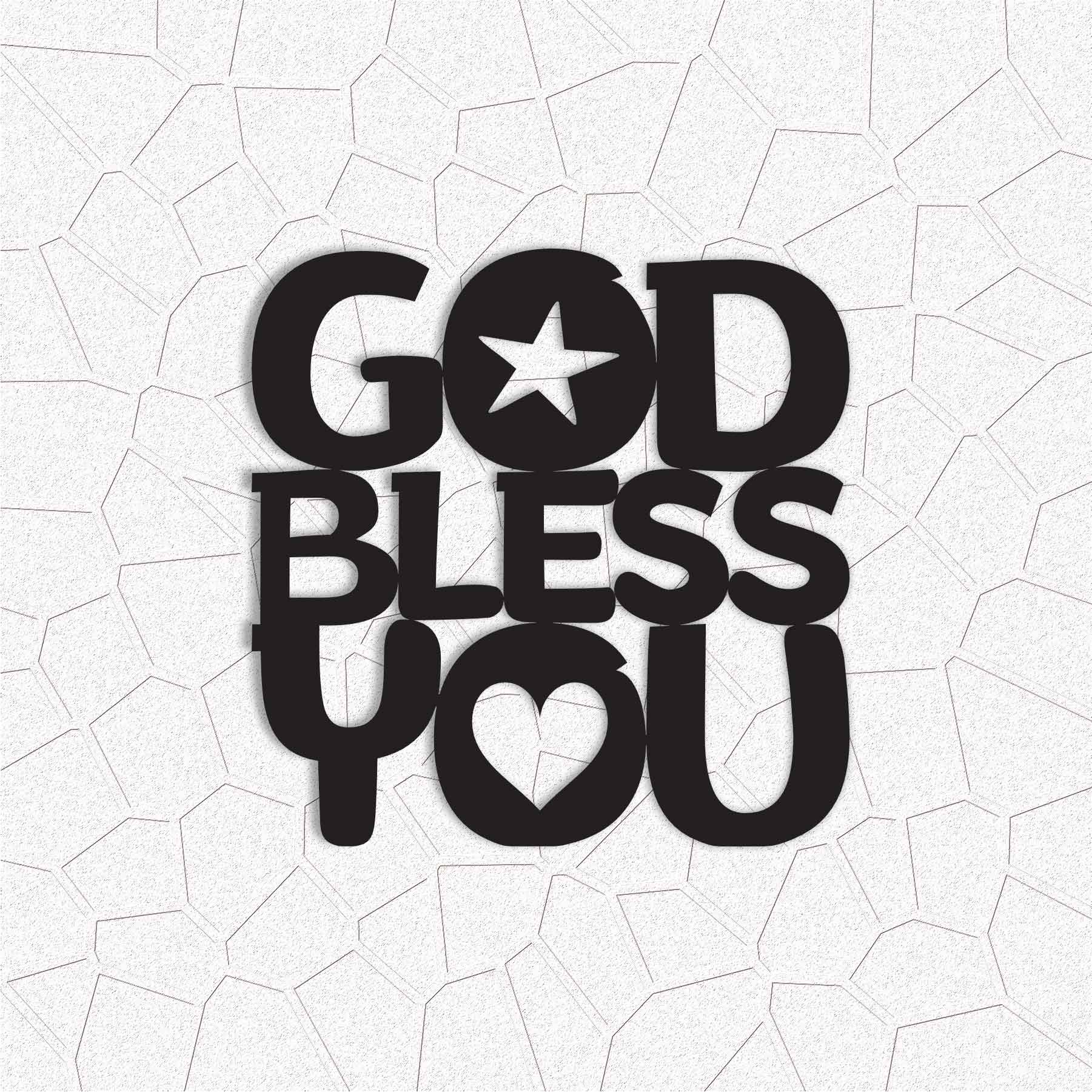 GOD BLESS YOU METAL WALL ART QUOTES