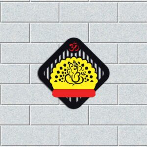 RED/YELLOW OM MANDALA GANESHA PRO-CLASSIC METAL WALL SHELF